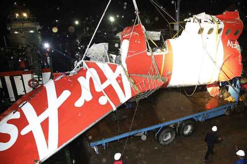 The wreckage of the unauthorised AirAsia's flight QZ8501.